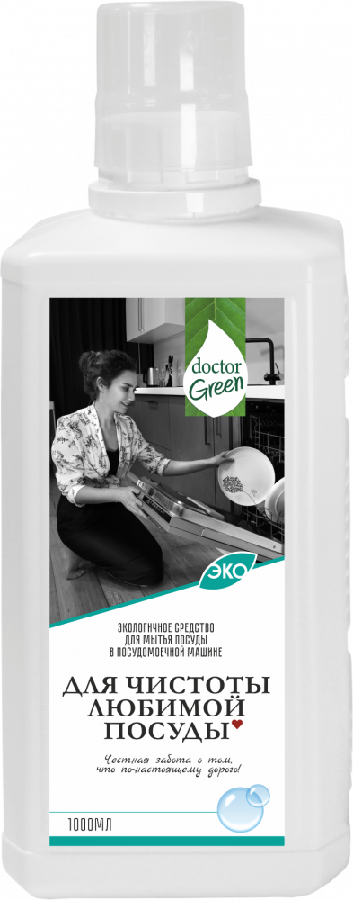 Экологичное средство для мытья посуды в посудомоечной машине Doctor Green «Для чистоты любимой посуды», 1000мл в Костанае.